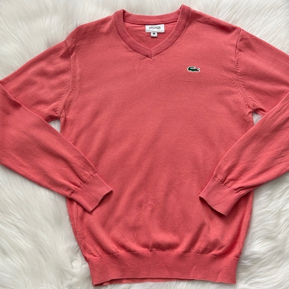 Lacoste V-Neck Cotton Sweater - Picture 7 of 11